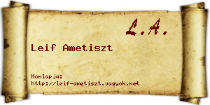 Leif Ametiszt névjegykártya